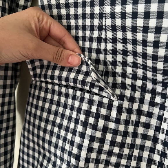 NWT FAVORITE DAUGHTER Gingham Navy Collared Relaxed Single Breasted Blazer XS - Picture 6 of 8